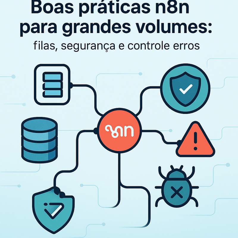 Boas práticas n8n para grandes volumes: filas, segurança e controle de erros