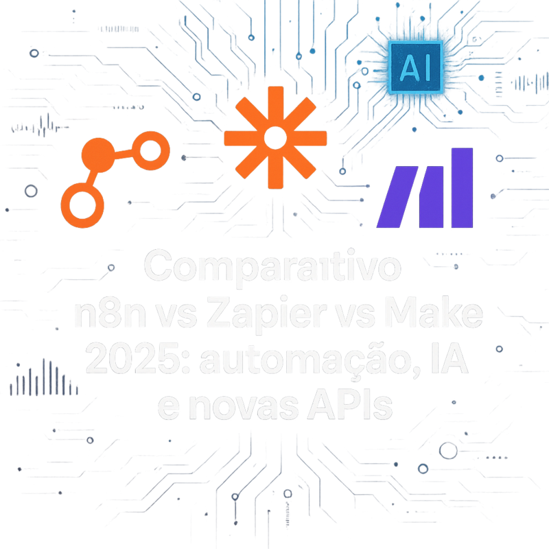 Comparativo n8n vs Zapier vs Make 2025: automação, IA e APIs novas
