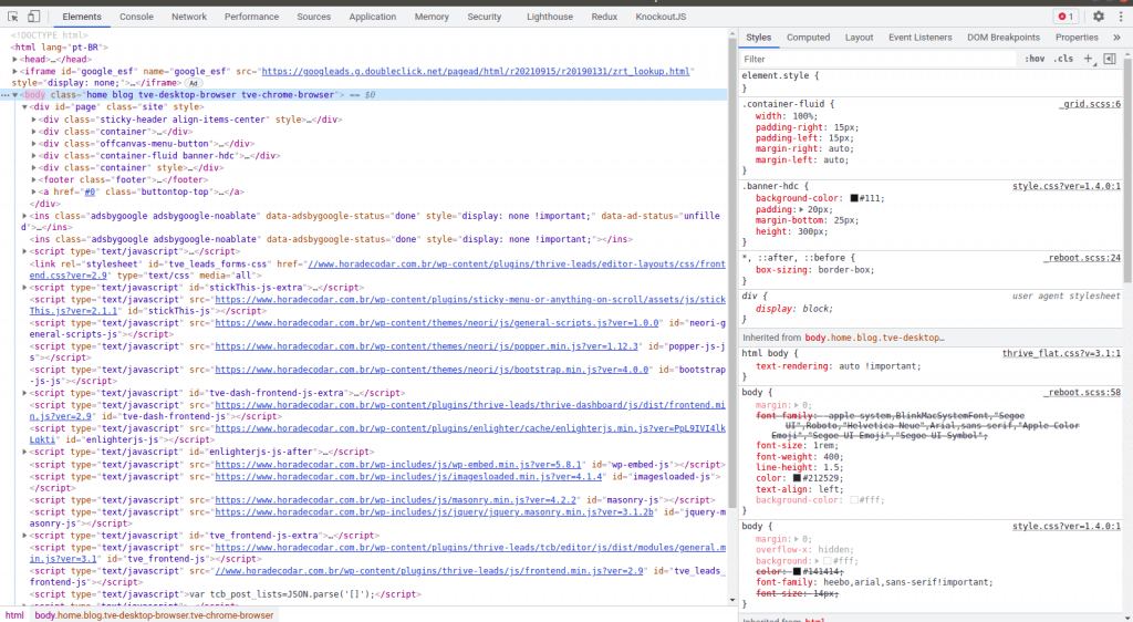 estrutura html de uma pagina