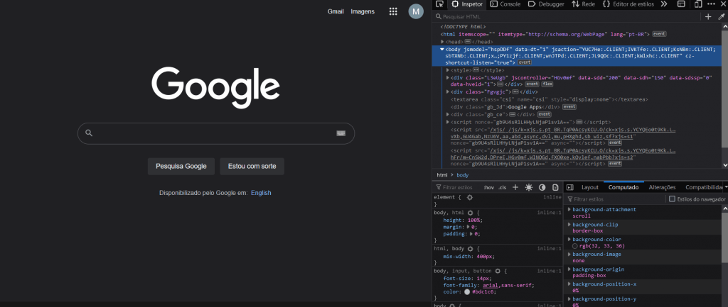 codigo html no navegador